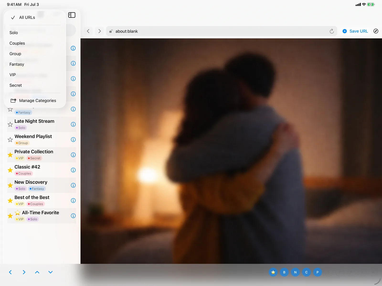 The Smart Tags screen