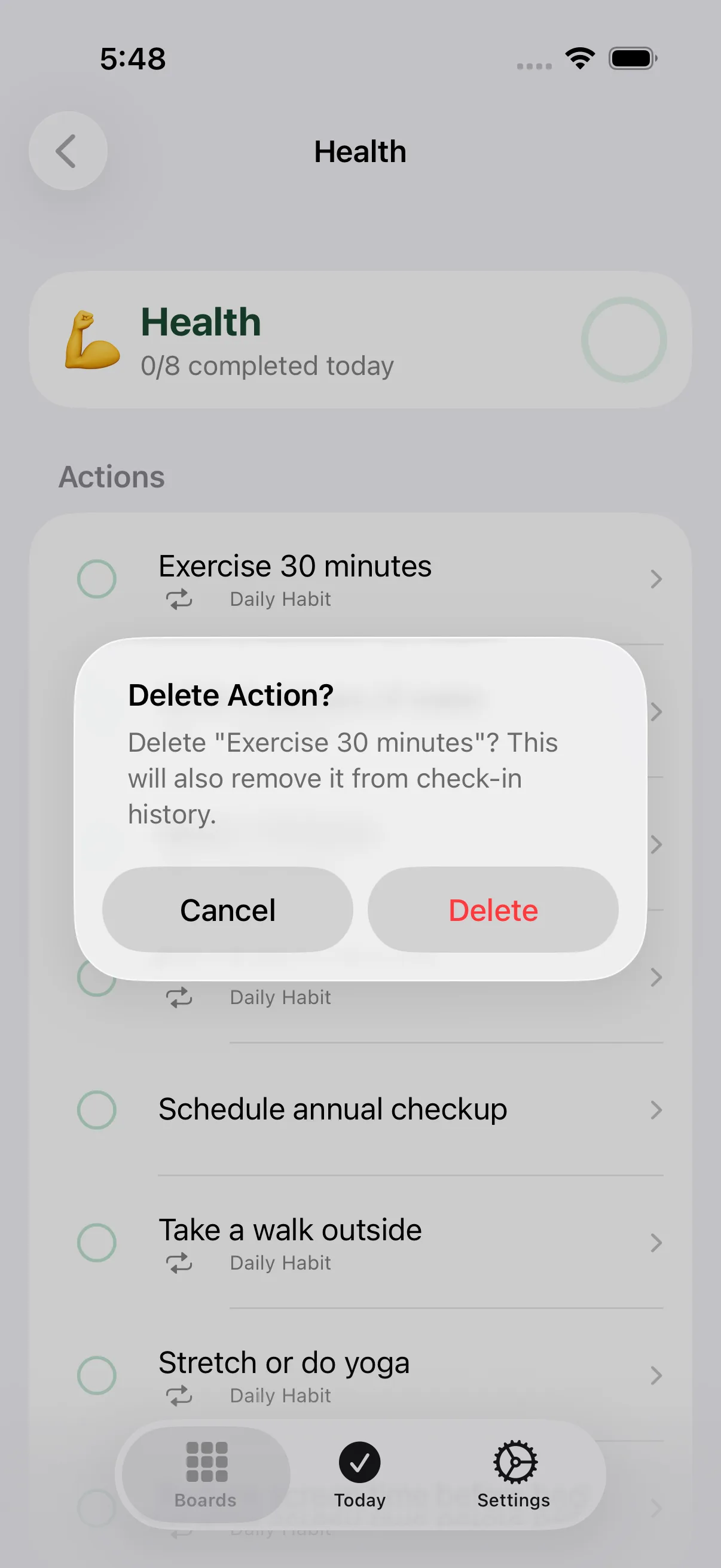 Cancel (Delete Action alert)